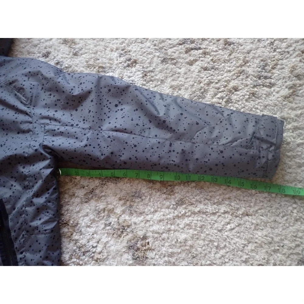 Jordan Puffer Jacket Boys Size 10-12 Grey Excellent Speckled Hooded Winter‎ Coat